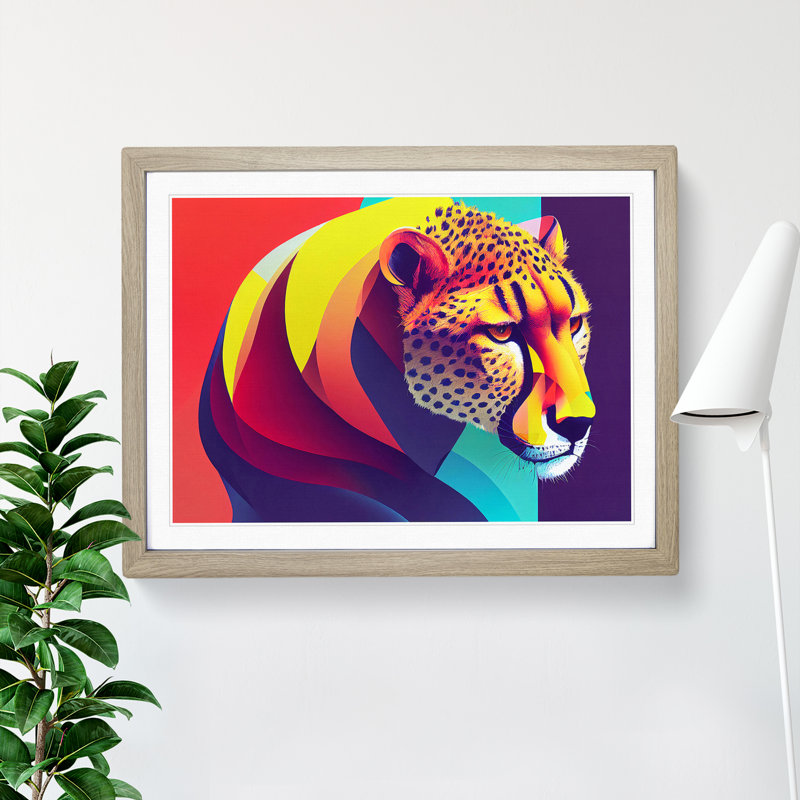 Cheetah - Framed Print, 46cm H x 64cm W, Oak Framed