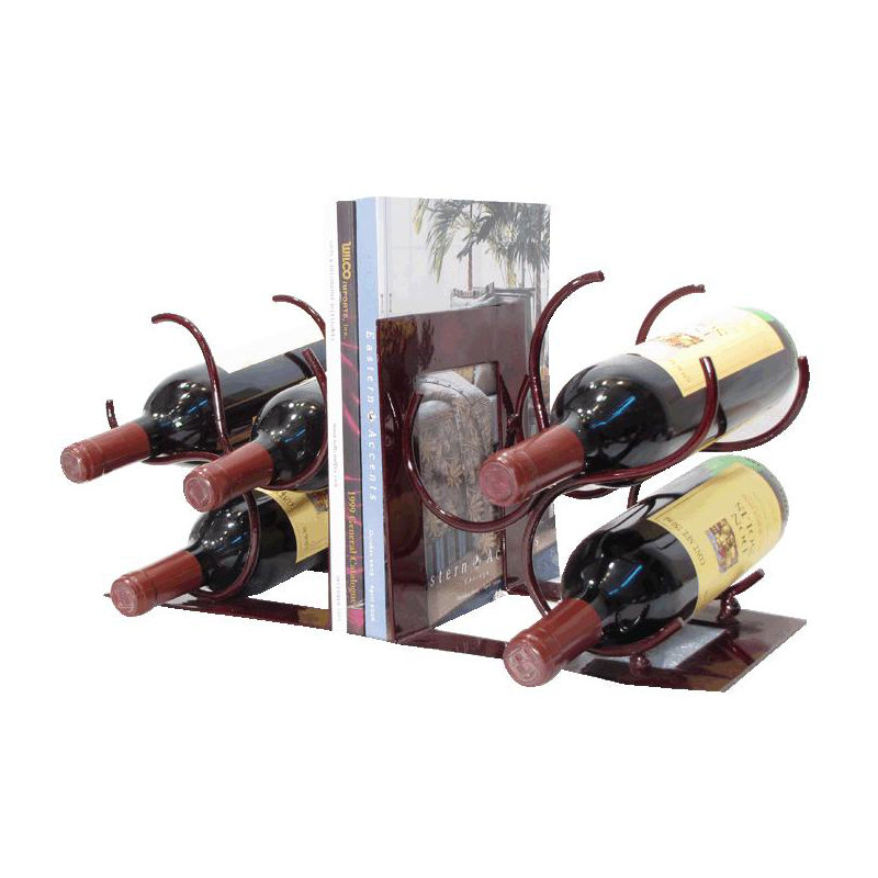 Support à vin de table 3 bouteilles Bookends (ensemble de 2), Merlot