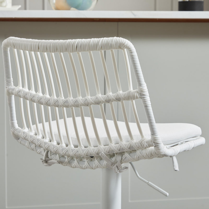 360 Swivel Bar Chair, White Fabric/White Frame