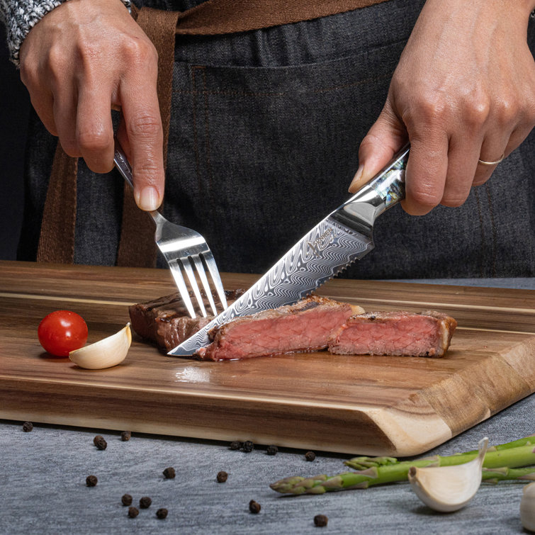 Serrated Steak Knife Set | Solid Stainless Steel Steak Knives | Meat Knives  Set, Meat Cutter Knife, Meat Kitchen Knife Set for Men & Women | Serrated