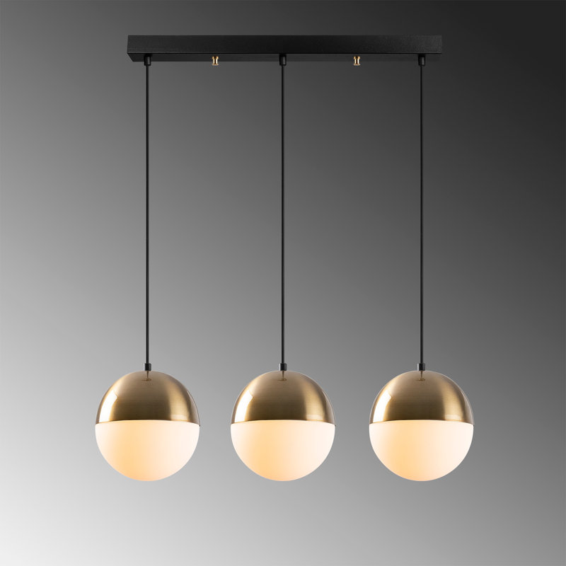 Witte 3 - Light Black Kitchen Island Pendant, Copper/White