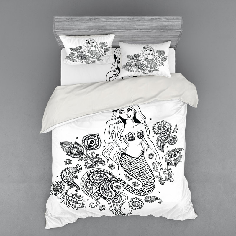 Mermaid Polyester Duvet Cover, Queen Duvet Cover + 3 Additional Pieces
