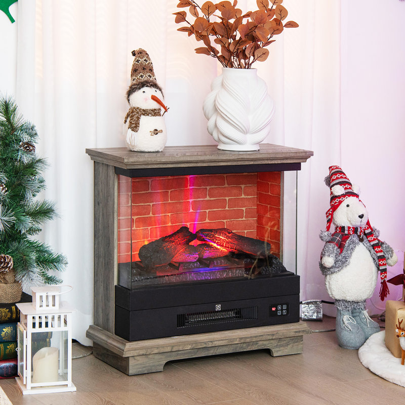 Yvonnette 27'' W Electric Fireplace with 4780 BTU, Natural/Black