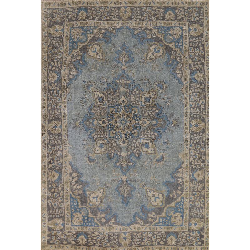 Tapis traditionnel bleu fait à la main 6 x 9