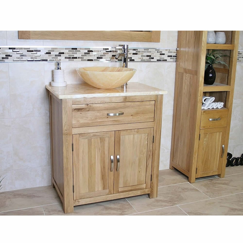 Dehaven 750 mm Freestanding Single Vanity with Vessel Stone Basin