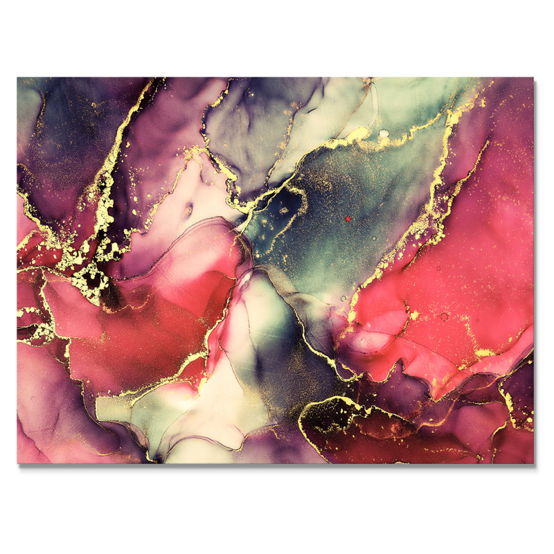 «Red Luxury Abstract Fluid Art II», reproduction sur toile, H 16 po x l 32 po x P 1 po, Toile tendue