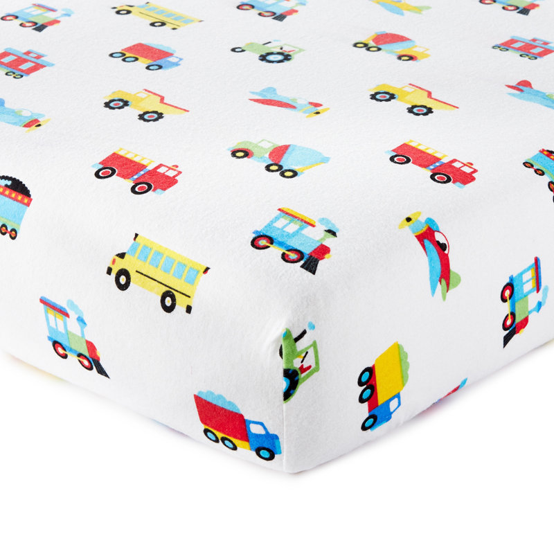 Trains, Planes, and Trucks 210 Thread Count 100% Cotton Flannel Pillowcase Sheet Set