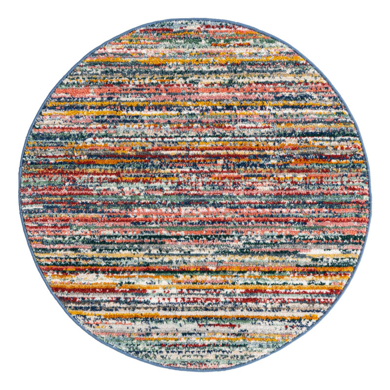 Tapis d'intérieur rayé Hulsey, Rond 3 pi 3 po, Multi