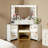 Panzarella Corner Makeup Vanity Set with Tri-Fold Lighted Mirror and Charging Station-1587679806