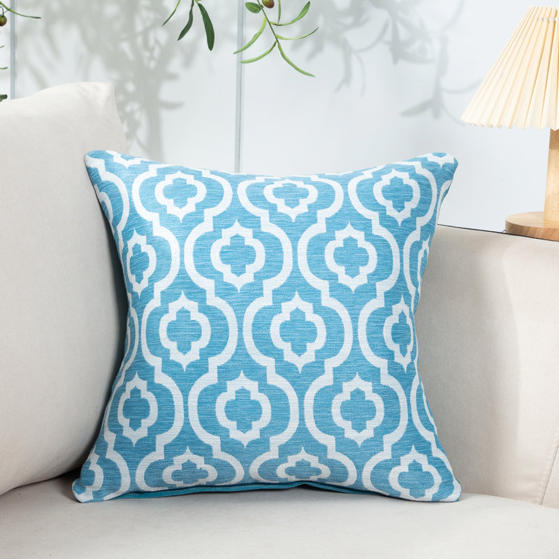 Jacquard Geometric Pillow Cover, Blue