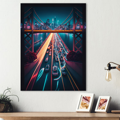 «Futuristic San Francisco Neon II - Cityscapes», art mural sur toile