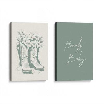 Sage Cowboy Boots in Bloom Set of 2