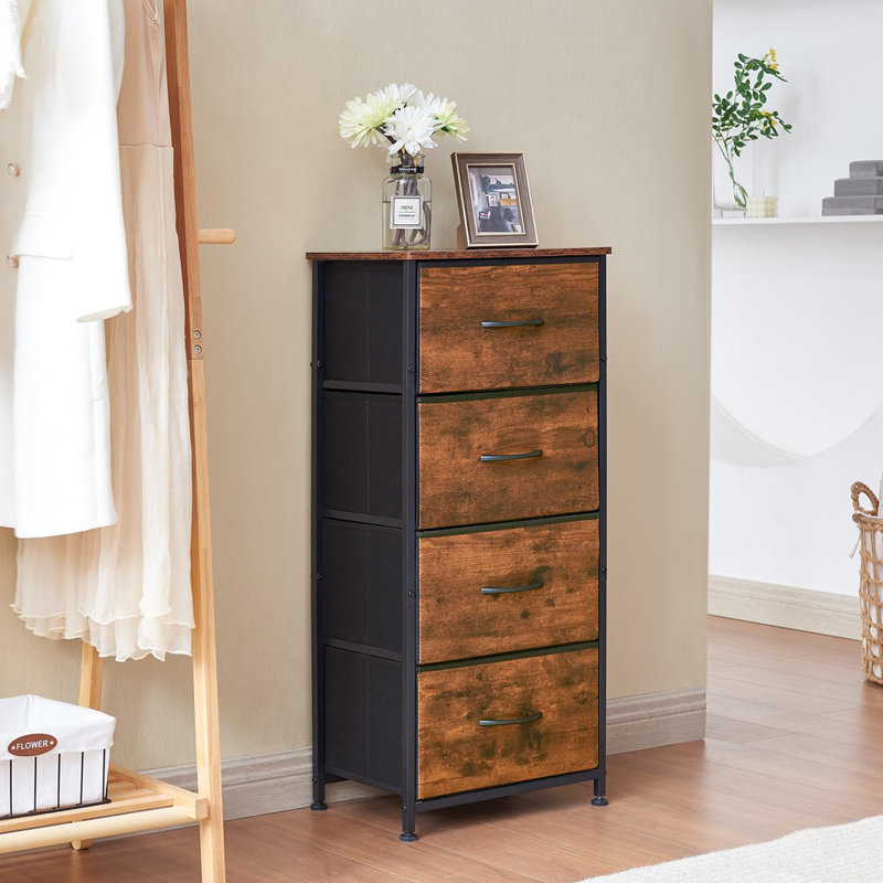 Commode 4 tiroirs Fransen, Noir / brun