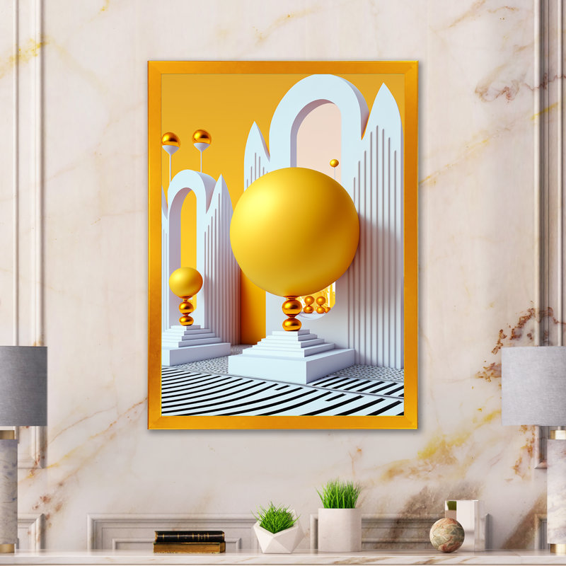 Golden Spheres Infinity V - reproduction sur toile, H 44 po x l 34 po x P 1,5 po, Impression dorée sur toile encadrée