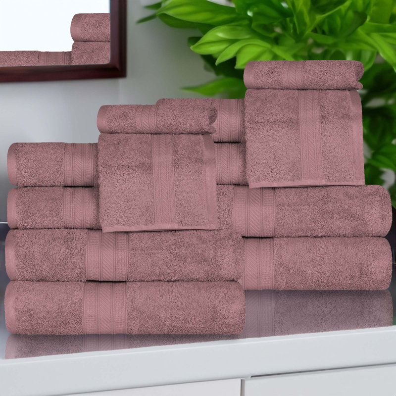 Ensemble de serviettes en coton 12 pièces Atlas, Frappé au raisin