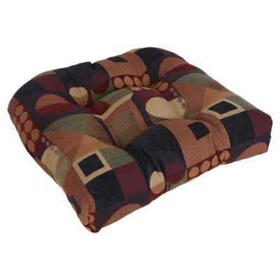 19-Inch Rounded Back Jacquard Chenille Chair Cushion