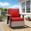 Ensemble de chaises pivotantes en osier avec coussin rouge en polyéthylène (PE)-1826563692-1826563689