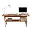 Poste de travail simple pour 2 personnes, table de travail Mid Century avec tablettes de rangement pour bureau personnel