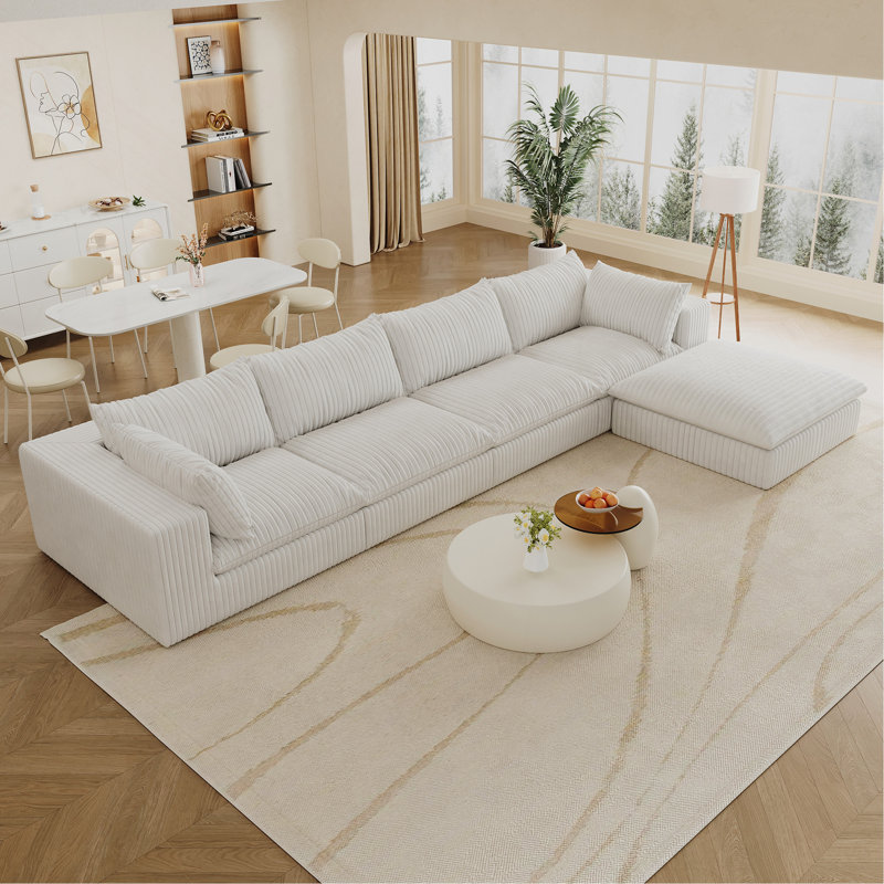 Canapé 157,6 po Cloud, H 24 po x l 157,6 po x P 78,8 po, Tissu - Blanc