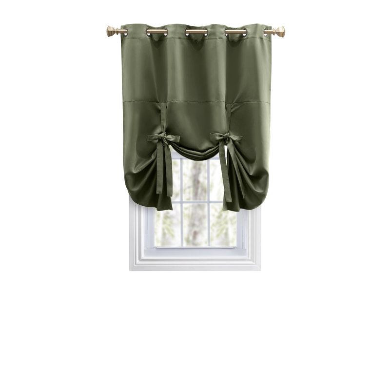 Takirra Gorgeous Decorative Tie-Up Grommet Single Curtain 63"L Panel, Sage