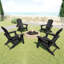 HDPE Folding Adirondack Chair with Cup Holder, Black-1410749528