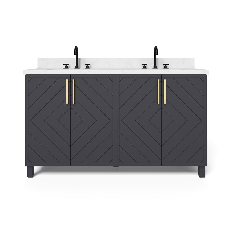 Keiera 60" Double Bathroom Vanity with Engineered Stone Top