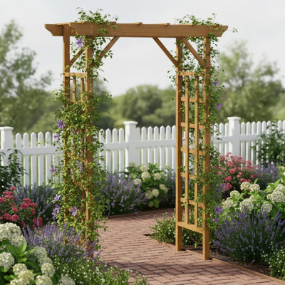 Arche de mariage en bois massif brun pour la cérémonie, la croissance des plantes et la cour du jardin de Noël - 85 po de hauteur, 22 po de largeur, 57 po de profondeur, 22,37 lb.