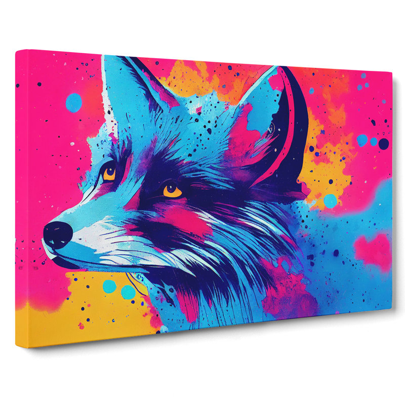 Fox Paint Splatter Vol.5 Abstract - Wrapped Canvas, 35cm H x 50cm W x 3cm D