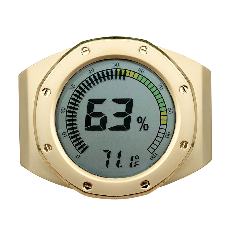 Hygromètre numérique à lunette de montre, Or