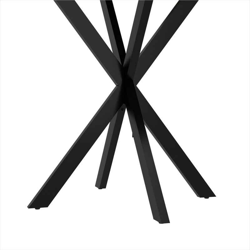 Table de salle à manger ronde de 31,5 po pour 4, style industriel moderne, plateau en bois aggloméré brun avec pieds en métal noir