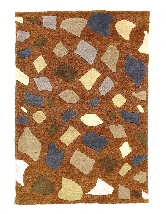 Tapis brun en laine d'agneau rectangulaire unique 4 pi x 5 pi 11 po Hikmah