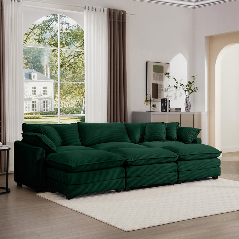 Ensemble de canapé modulaire surdimensionné avec 3 repose-pieds, ensemble de canapé modulaire pour travailler comme canapé-lit, ensemble de canapé 6 pièces