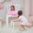 Teamson Kids Sweethearts Kids Play Vanity Table & Stool w/ LED, White & Pink