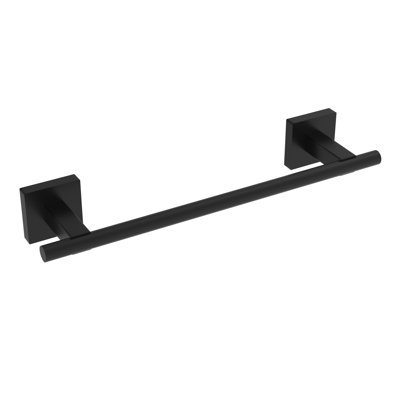 Heat Wall-Mounted 12" Towel Bar - Matte Black, Premium Brass Construction, Installation Hardware Included