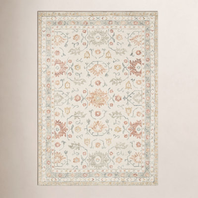 Aden Ivory Rust Hand-Hooked Wool Oriental Rug