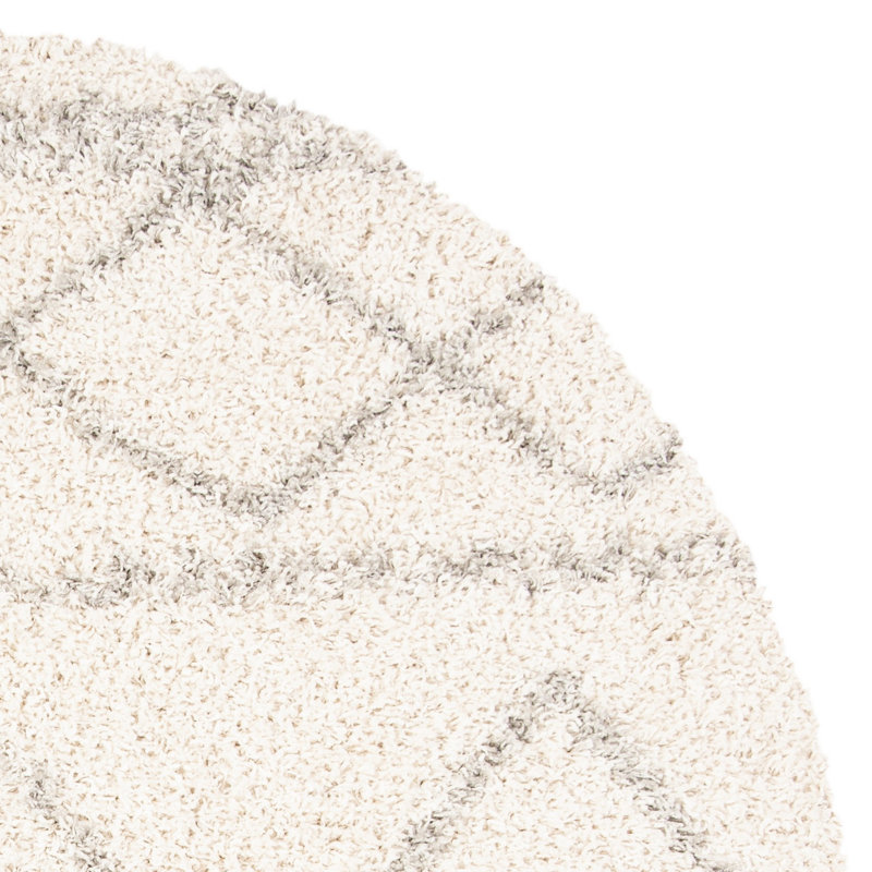 Mckamey Pro Lux Shag 400 Performance Geometric Rug, Round 3'