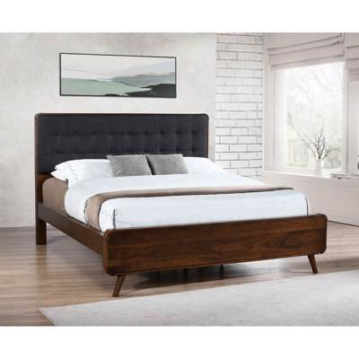 Dark Walnut King Bed With Elegant Comfort, Versatile Design, And Airy Bedroom Setting Veneer, Built - In Drawers, Mid Century Style For