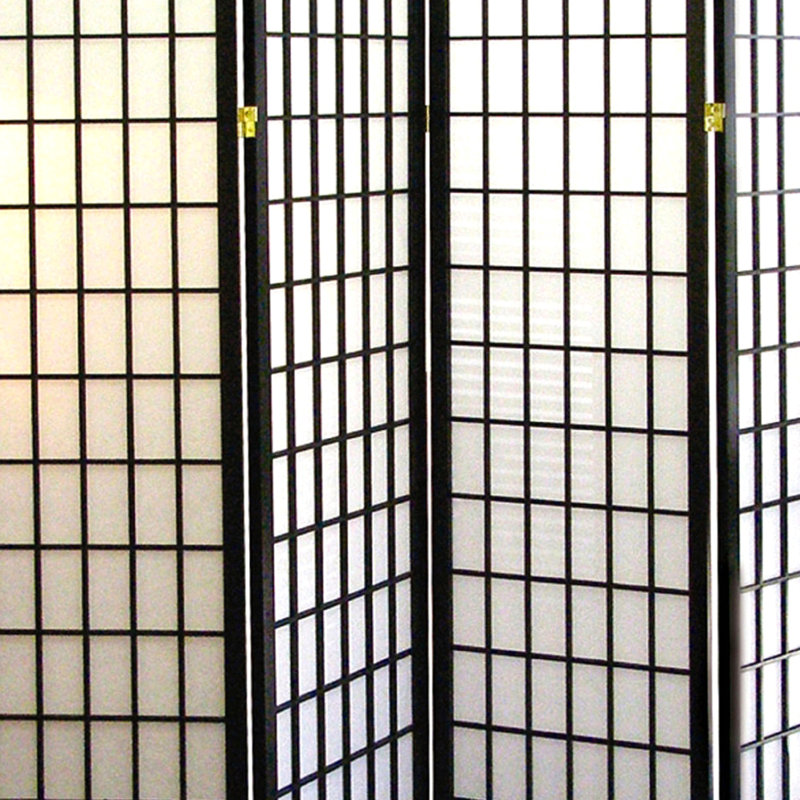70" Tall Panel Screen / Room Divider, Japanese Style Folding Room Divider, Black