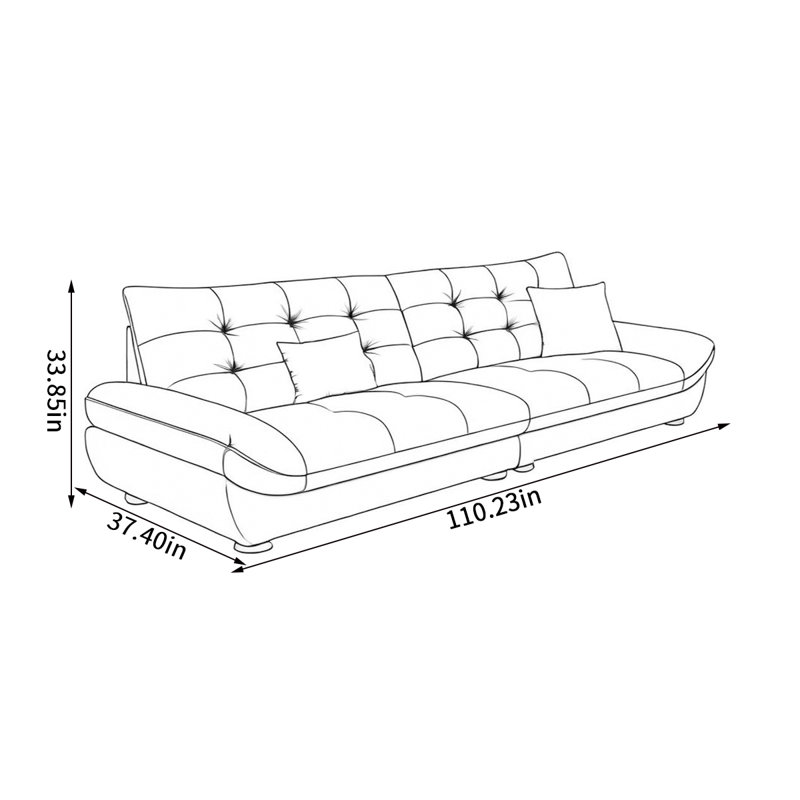 Canapé simple et moderne, H 33,85 po x l 110,23 po x P 37,4 po