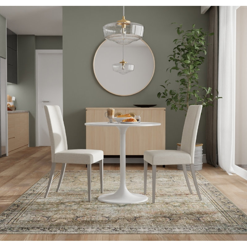 Table de salle à manger Elegant, Blanc, Blanc, H 30 po x l 30 po x p 30 po
