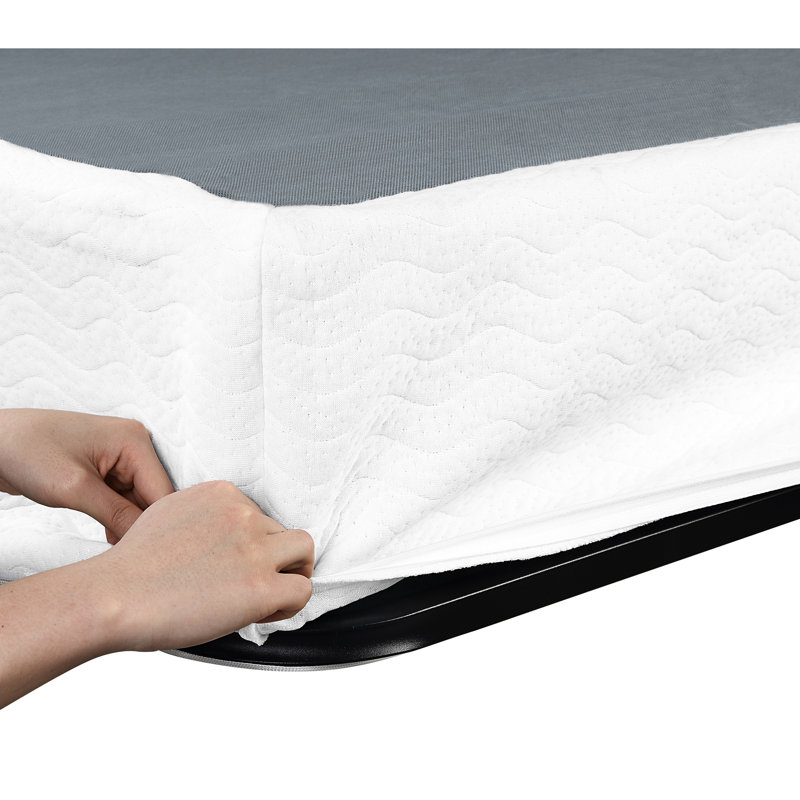 Base de matelas de 8,5 pouces - métal, housse en tissu texturé avec 12 cadres en métal noir, Lit double