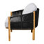 Fauteuil club d'extérieur en bois avec décoration en corde gris foncé et coussin en bois de haute qualité, configuration élastique