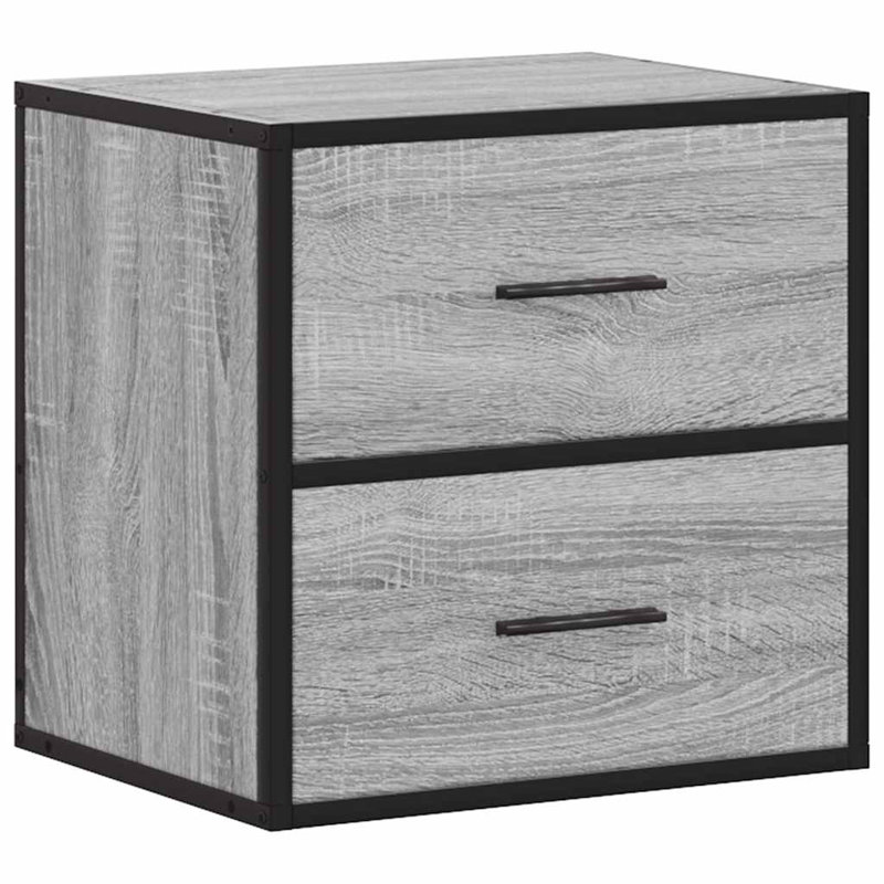 40cm W Metal Bedside Table, Grey Sonoma