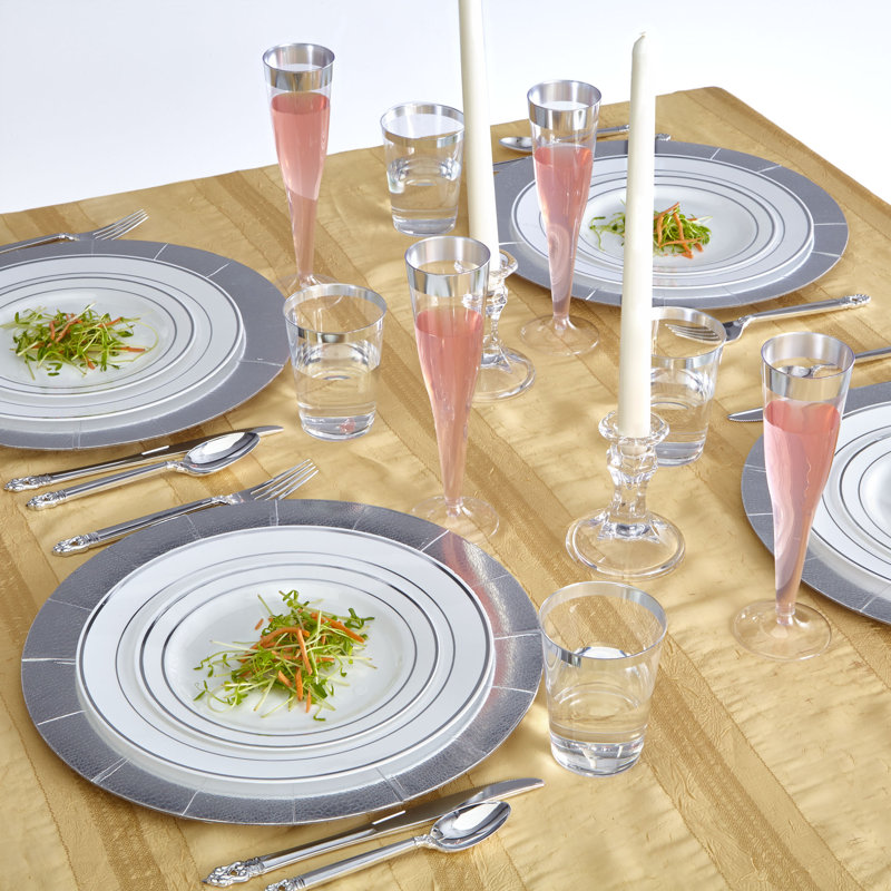 Assiette à dîner à chargeur jetable de papier poids lourd rond, Argent