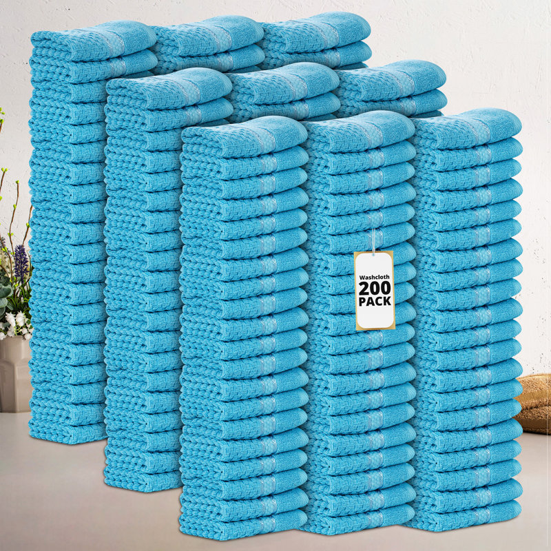 Essuie-mains texturés 100% coton Mulaayam, Bleu ciel