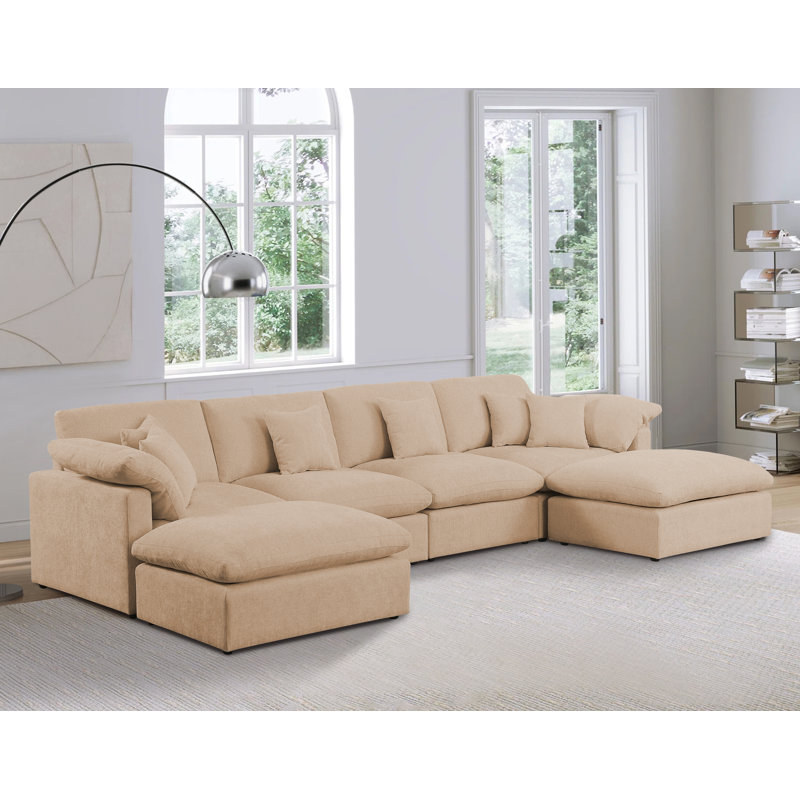 152" Modern Simple U-Shape Sectionals, Light Camel