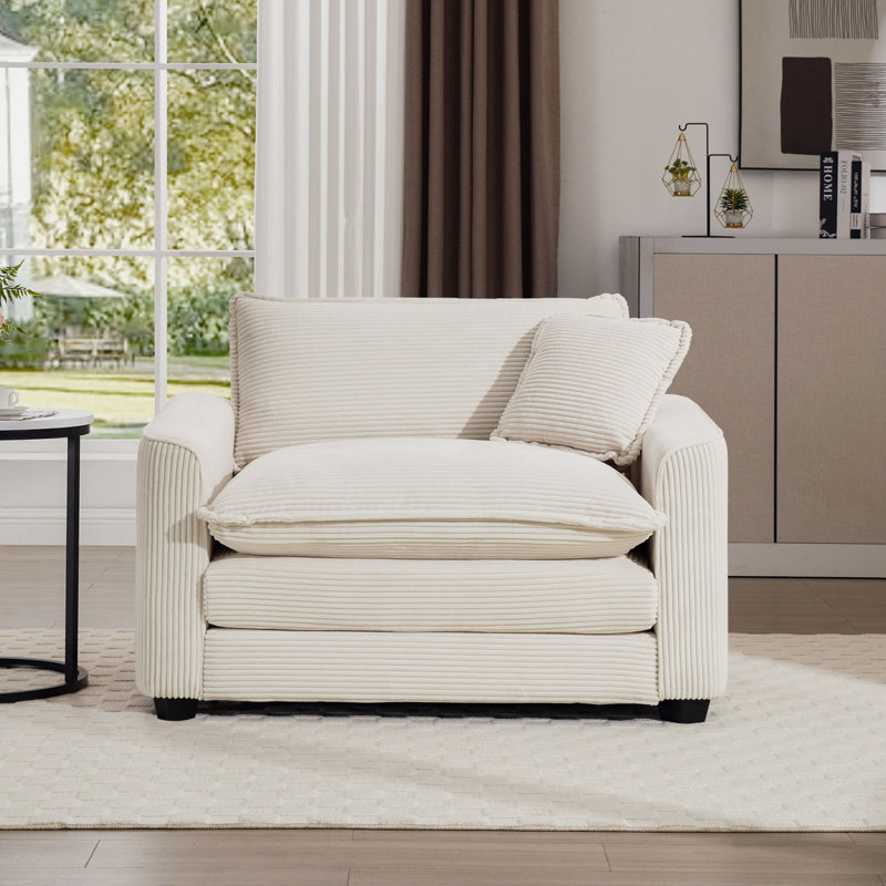 Fauteuil, Velours côtelé beige