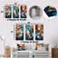 Whimsical Lakes Rivers Waterscapes - Abstract Collages, ensemble de 3 impressions sur métal-1364893025