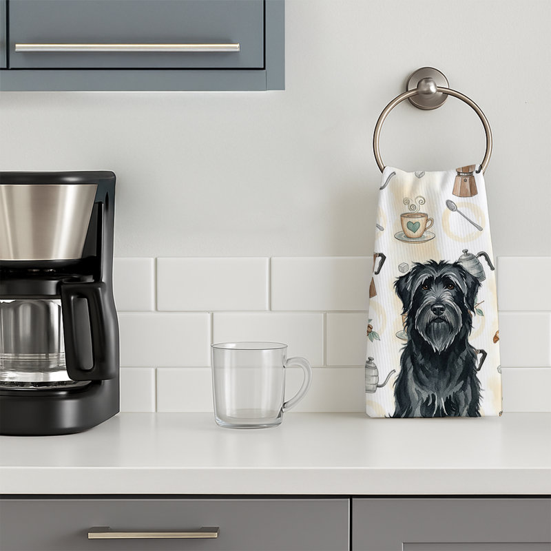 Black Briard Coffee Bar Kitchen Towel, Black Briard