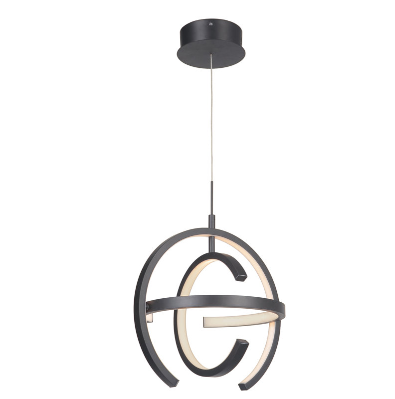 Liam 1 - Light LED Unique/Statement Pendant, Matte Black